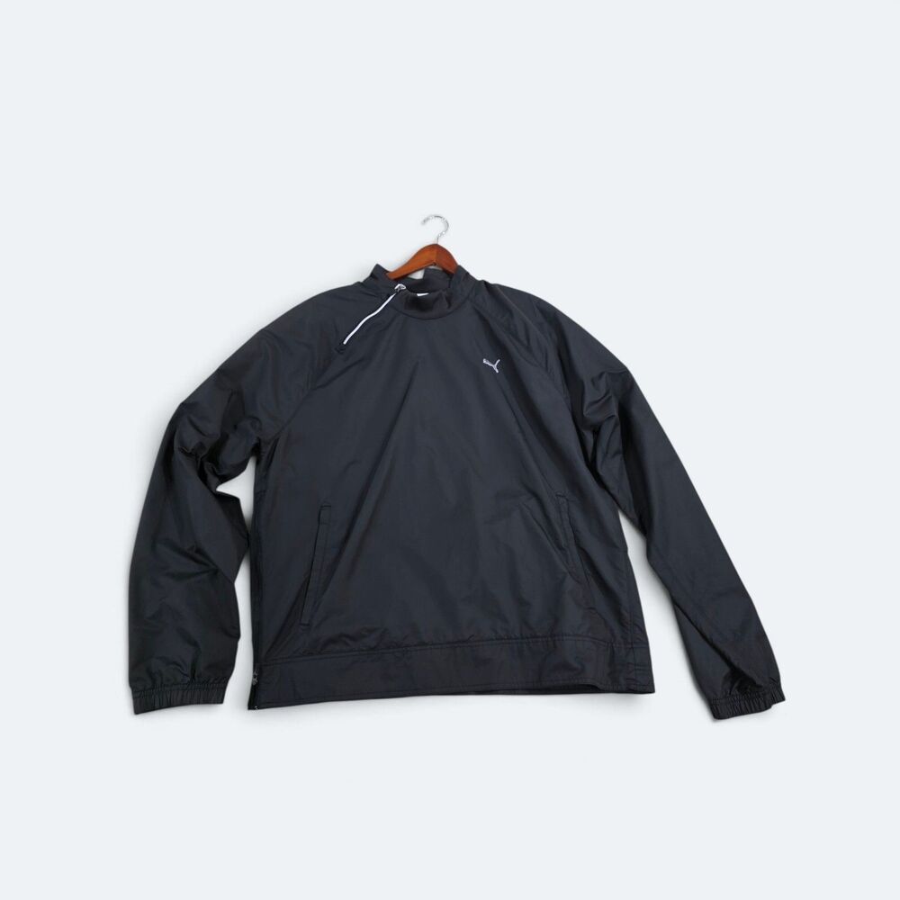 PUMA Sportlifestyle Asymmetric Zip Pullover Windbreaker Jacket Black Mens XL
